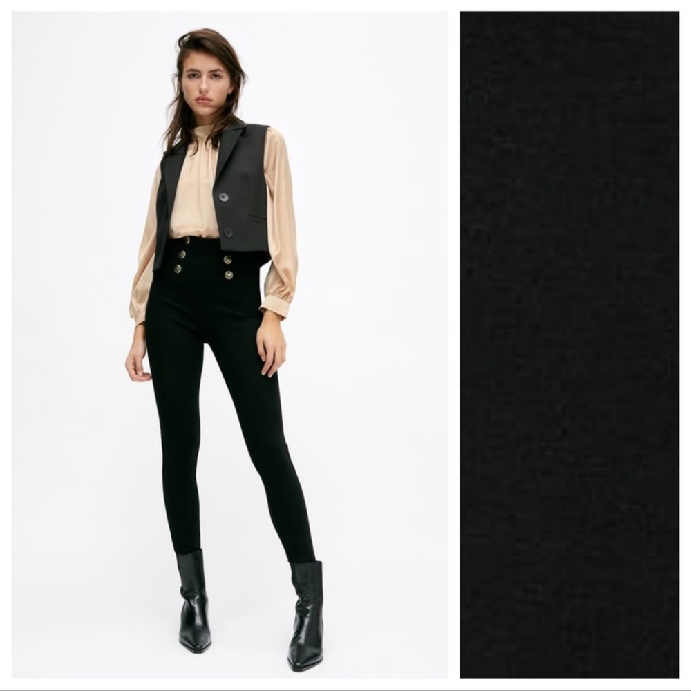 Zara high rise buttoned leggings